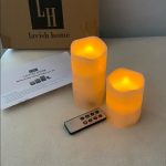 2 Pillar Flameless LED Wax Candles w Remote Control