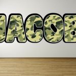 CAMO ARMY personalised NAME WALL ART sticker DECAL GIRLS BOYS transfer MURAL