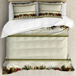 Christmas Duvet Cover Set with Pillow Shams Vintage Ornate Nature Print
