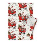 Christmas Merry Santa Claus Linen Cotton Tea Towels by Roostery Set of 2